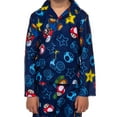 thumbnail image 4 of Nintendo Super Mario Kid's AOP Icons Print 2-Piece Long Sleeve Button Down Coat Elastic Waist Pajama Pant PJ Sleep Set, 4 of 7