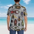thumbnail image 4 of Fuzoiu Bright Insects Print Hawaiian Shirt for Men, Summer Beach Casual Short Sleeve Button Down Shirts, Men’s Beach Summer Shirts with Pocket,Small, 4 of 7
