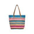 thumbnail image 2 of Linnome Striped Woven Straw Beach Tote Bag Large Capacity Summer Carryall Handbag Color Block Weave Shopping Shoulder Bag for Seaside Vacation Daily Outdoor Outings, 2 of 6