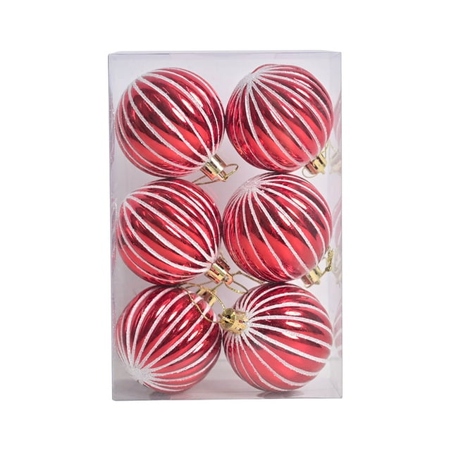 SDNall Christmas Tree Decorations, Christmas Tree Ornaments, Christmas Tree Stand, Christmas Hand-Painted Decorative 6Cm Pumpkin Pattern Glitter 6Pc Christmas Tree Pendant Christmas Set