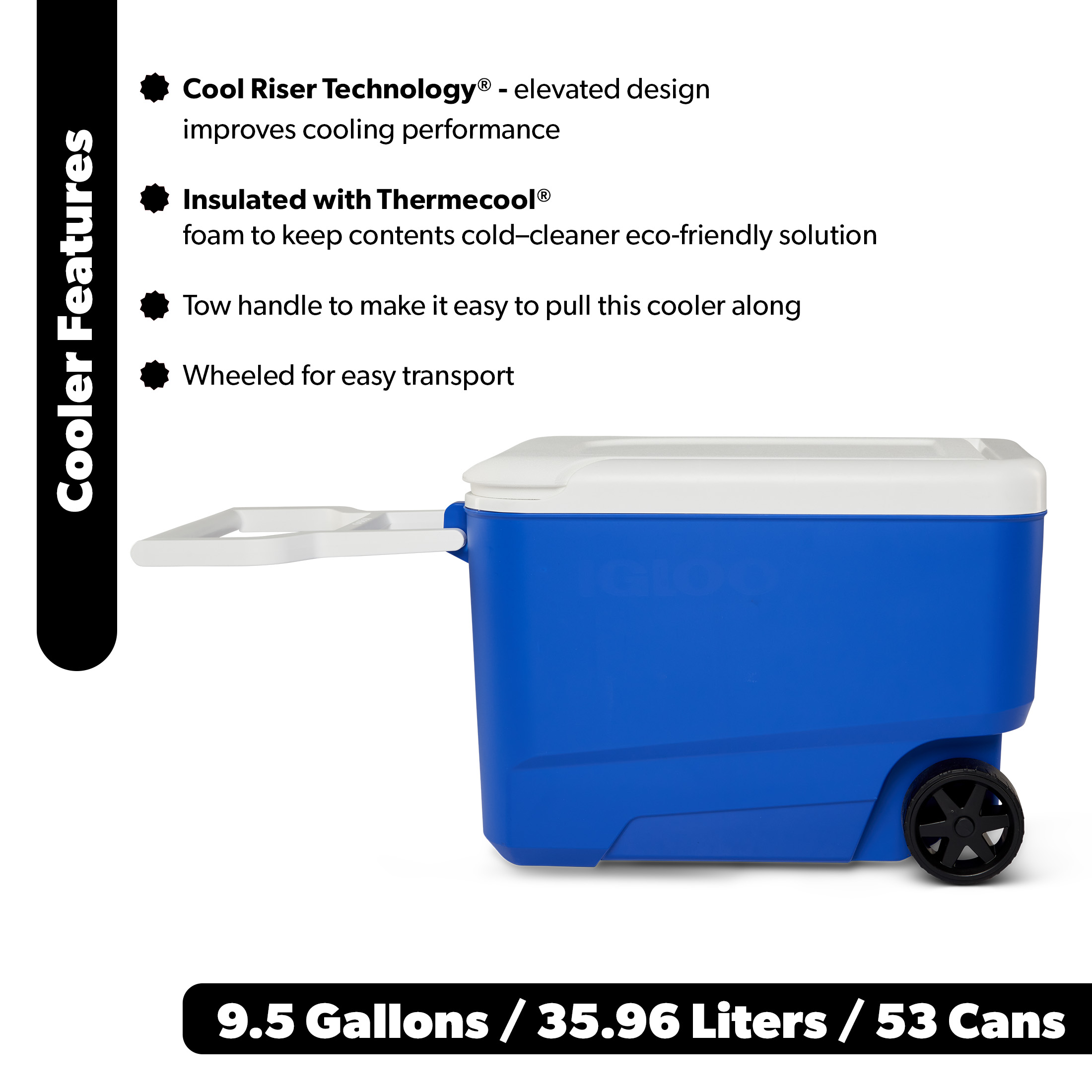Igloo Wheelie Cool 38 Qt Rolling Cooler, Blue photo 2