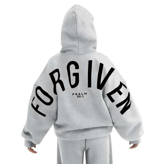 YNGKMEA Men Women Yahweh Forgiven Hoodie Sweatshirt Oversized Hooded Graphic Letter Print Y2k Pullover Trendy with Hood Gray XXL
