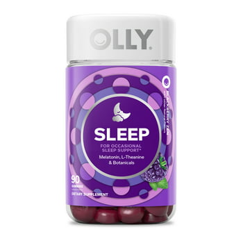 OLLY  Gummy Supplement, 3mg Melatonin, L Theanine, Chamomile, Blackberry, 90 Ct