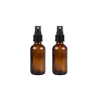 Medical Sales Supply Amber 2oz Black Mist Sprayer Bottle (60ml) Pack of 2 - Glass Tincture Bottles with Black Mist Sprayers for Essential Oils & More Liquids - Leakproof Travel Bottles