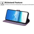thumbnail image 4 of For Samsung Galaxy S25 Edge 5G 6.7" Flower Embossed Buckle Case, Card Slots/Pocket, PU Leather Flip Wallet Case With Short Wrist Strap,Purple,For Galaxy S25 Edge 5G, 4 of 7