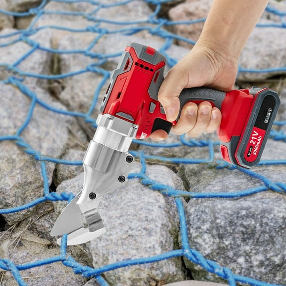 21v Metal Shear Heavy Duty Speed Swivel Head Electric Metal Cutter Shear with Speed Swivel Head and 2x Batteries 600w Cordless Tin Snips for the Cutting of Iron Aluminum Stainless Steel