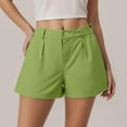 thumbnail image 2 of WTOBBY Ladies' Casual High Waist Suit Shorts with Slimming Effect, Versatile Solid Color Loose Fit for Fashionable Office or Everyday Summer Wear,Fluorescent Green 2XL, 2 of 5
