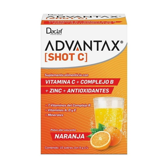 Vitamina c Advantax shot efervescente 10 sobres