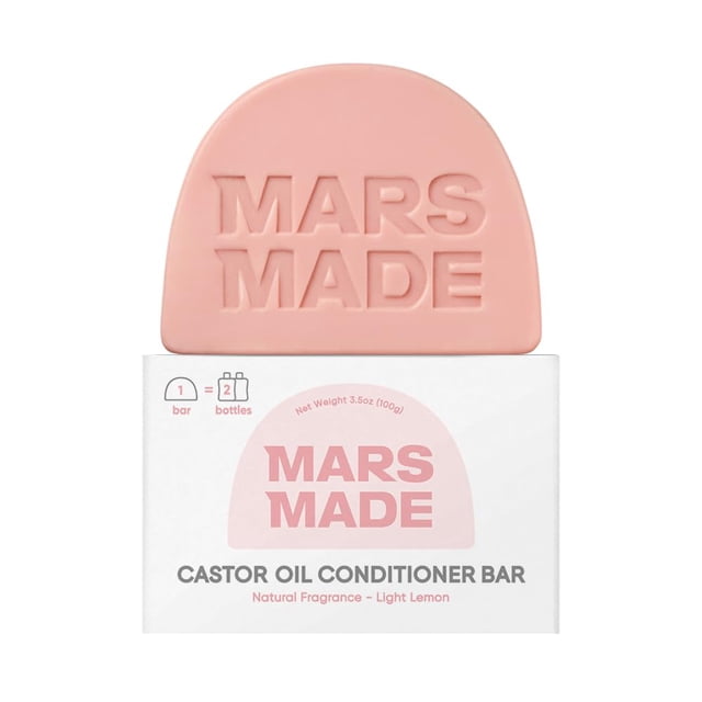 Mars made Castor Oil Conditioner, Barra de acondicionador de aceite de ricino – Acondicionador profundo natural nutritivo y calmante para todo tipo de cabello – Barra de jab&oa