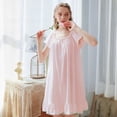 thumbnail image 1 of Camisón de manga corta de algodón suelto de talla grande falda de mujer corte de verano dulce princesa lindo pijamas ropa de casa, 1 of 5