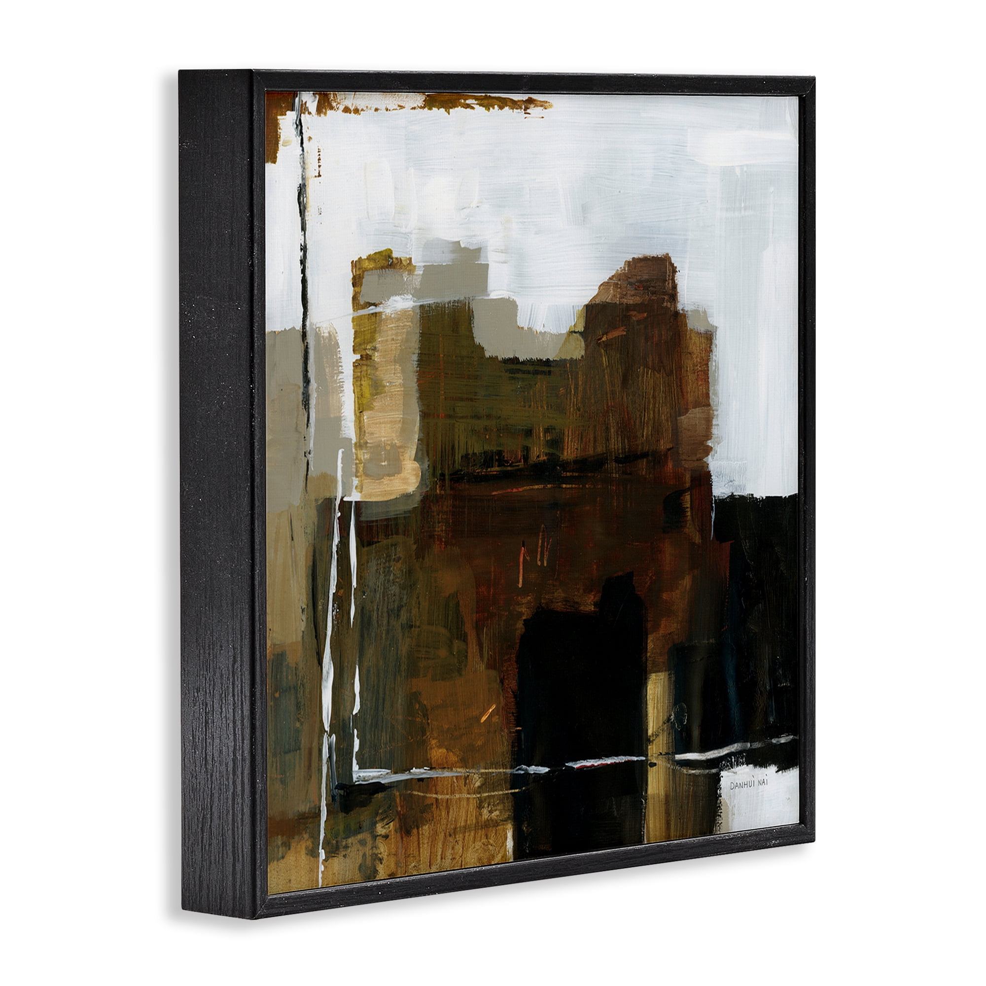 Stupell Industries Natural Abstract Earth Tones Black Framed Giclee Art, design by Danhui Nai