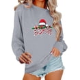 thumbnail image 2 of Women's Festive Sweatshirt with Santa Claus and Lettering Print Round Neck Hoodless Loose Comfort Wear, 2 of 6