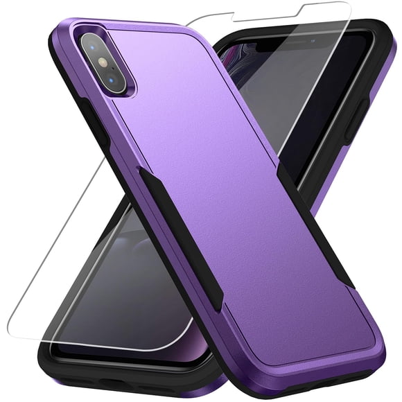 Funda Warsia para iPhone X/Xs con protector de pantalla HD, color morado
