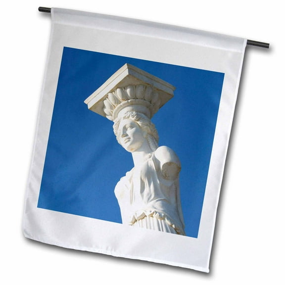 3dRose, GREECE, Ionian Islands, KEFALONIA, Caryatid Statue - EU12 WBI0335 - Walter Bibikow, 12 x 18 inch Garden Flag