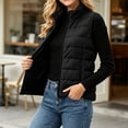 thumbnail image 7 of Sevevn Women's Quilted Puffer Sleeveless Vest Stand Collar Zip‑Up Lightweight Padded Gilet with Zipper Pockets Fall Winter Outerwear Black M, 7 of 7