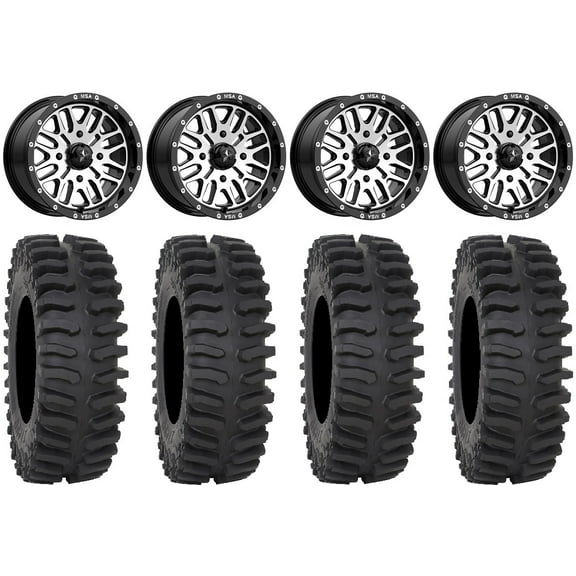 MSA Machined Brute 15" UTV Wheels 30" XT400 Tires Kawasaki Teryx Mule