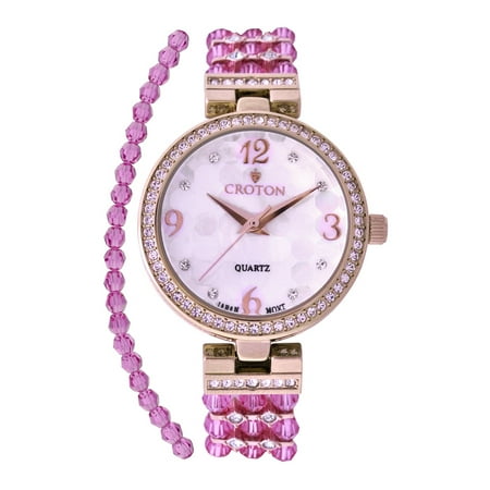 Handmade Beaded Watches Ladies Purple Swarovski Bead Watch with Austrian Crystals and Coordinated Bracelet ()