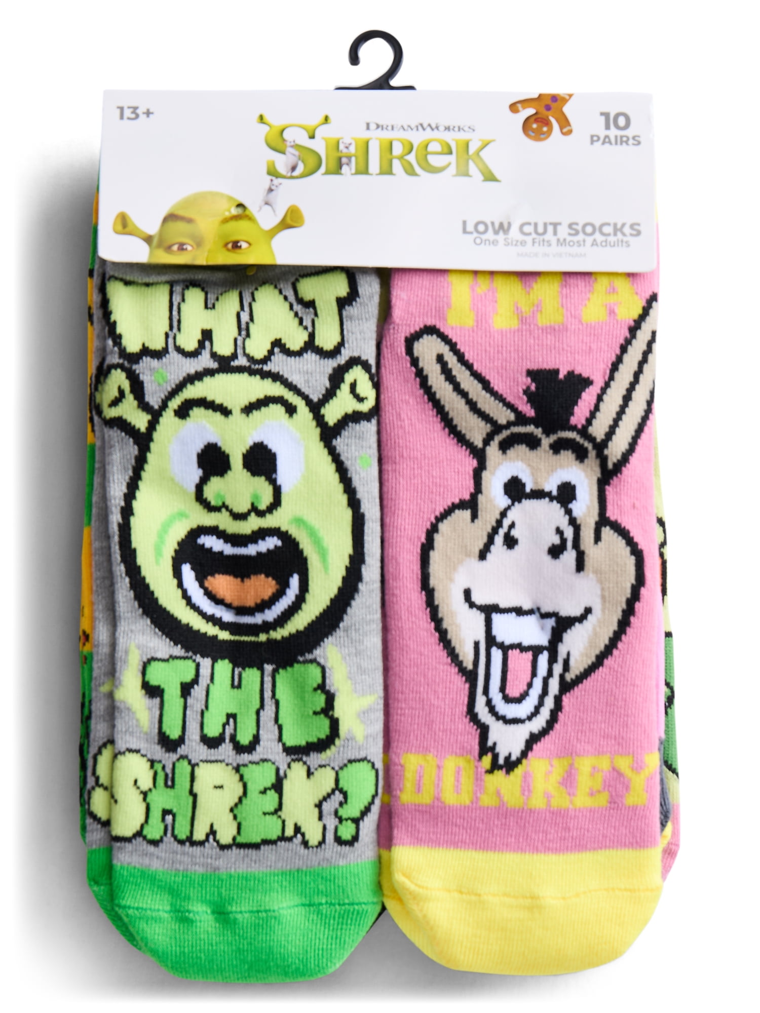 Shrek Womens' Low-Cut Socks, 10-Pack, Sizes 4-10