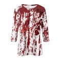 thumbnail image 4 of PYUEXIA I'm Fine Shirt Womens Tops 3/4 Sleeve Crew Neck Splatter Blood Letter Halloween T Shirts 2024 Three Quarter Length Shirts Black S, 4 of 5