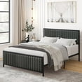 thumbnail image 2 of VECELO Full Size Metal Platform Bed Frame, Modern Upholstered Tufted Headboard and Footboard, No Box Spring Needed, Gray, 2 of 9