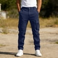 thumbnail image 2 of Men's Solid Color Four Pocket Button Zipper Waist Casual Cargo Pants, 2 of 9