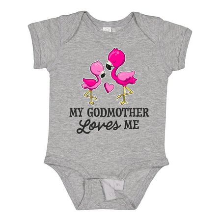 

Inktastic My Godmother Loves me with Two Flamingos Boys or Girls Baby Bodysuit