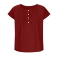 thumbnail image 6 of Stamzod Womens Tops Crew Neck Loose Fit Shirts Pleated Short Sleeve Blouses Dressy Casual 2026 Summer Tunics Wine S, 6 of 7