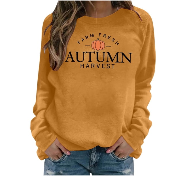 Sudadera Para Mujer, Tops de Otoño de Acción de Gracias, Camiseta Holgada Estampada A La Moda, Blusa de Manga Larga, Tops Casuales de Cuello Redondo Odeerbi ODB183343
