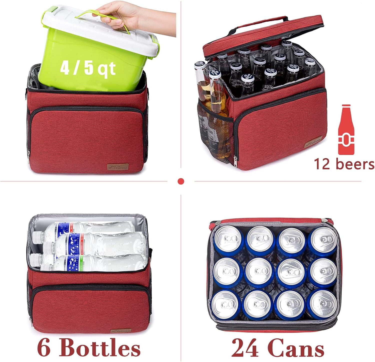 HotAdsFW Insulated Cooler Bag 6/24 Can Collapsible Leakproof Soft Sided Cooler for Car, Portable Foldable Small Ice Chest for Beach Camping Picnic Travel, 5/15qt Lunch Box for Men Work