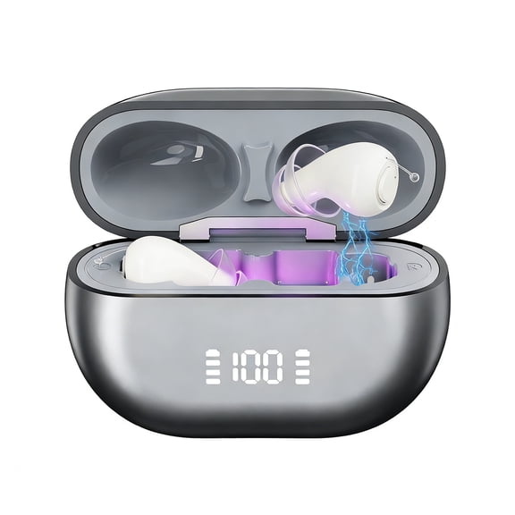 Hearing Aids, Invisible Rechargeable Digital Hearing Aids for Seniors with 16-Channel Sound Processing Noise Cancelling OTC Auto-On/Off