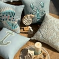 thumbnail image 4 of The HomeCentric Euro Sham Pillow Covers, Dull Blue Pack of 2, 26x26 inch (65x65 cm) Throw Pillow Covers, Linen Anchor, & Beaded Throw Pillows For Couch, Sea Creatures Beach Style - Lost Anchor, 4 of 9