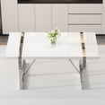 thumbnail image 5 of StnTalk 71" White Dining Table for 6-8, Modern Kitchen Table with Thick MDF Top and Silver Metal Legs for Dining Room, 5 of 7