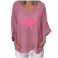 thumbnail image 1 of Tops de Mujer Elegantes Blusas Casuales Camisas de Moda Con Cuello en V Manga 3/4 Camiseta Estampada Odeerbi ODB166895, 1 of 5