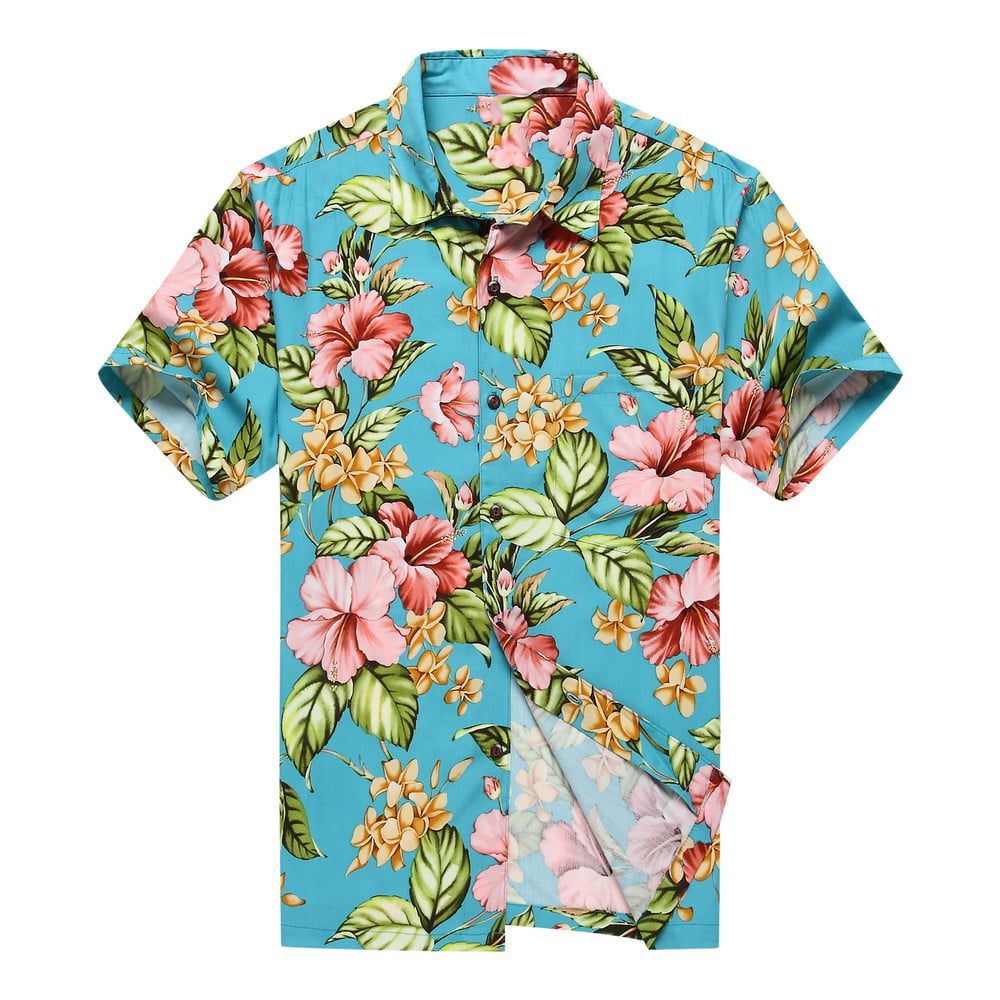 Made in Hawaii Men's Hawaiian Shirt Aloha Shirt Pink Hibiscus with ...