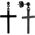 thumbnail image 1 of Xiao Hua Pendientes de acero inoxidable con forma de cruz, piercings, para hombre y mujer (par negro), 1 of 4
