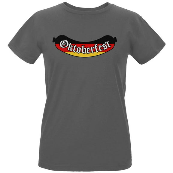 Oktoberfest Greman Flag Bratwurst Womens Organic T Shirt Charcoal LG