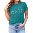 thumbnail image 3 of Graphic Tees for Women T-Shirts Cat T Shirts For Women Cute Cat Graphic Tees Cat Lover Shirt Summer Short Sleeve Tops Blue S, 3 of 4