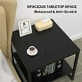 thumbnail image 5 of End Table, 20 Inch Square Black Wood Side Table with 2-Tier Storage Shelves for Living Room, 5 of 7