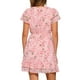 thumbnail image 3 of Vestido de gasa floral con volantes y cuello en V para mujer Inspire Chic, con mangas acampanadas, por encima de la rodilla, en color rosa claro, talla M, 3 of 6