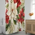 thumbnail image 3 of Fun Christmas Poinsettia Theme Shower Curtain for Bathroom Shower Curtain Set with 12 Hooks Waterproof Fabric Bath Curtain for Bathtub Restroom Decor, 72 X 72 in, 3 of 6