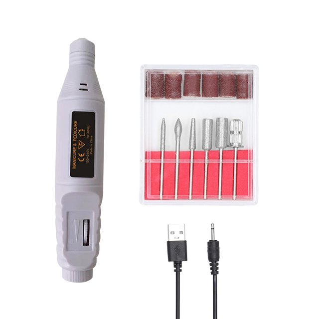 Amdohai Alimentations USB Mini Broyeur Électrique Portatif Outil de Perceuse Ongles Gelatum Retrait Perceuse Machine de Manucure Meulage Outil Rotatif Trousse pour Mouture Taille Polissage Gravure