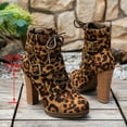 thumbnail image 5 of Dakaela Women's Chunky Heel Ankle Booties Lace up Buckles Combat Boots Leopard Motorcycle Riding Shoes, 5 of 7