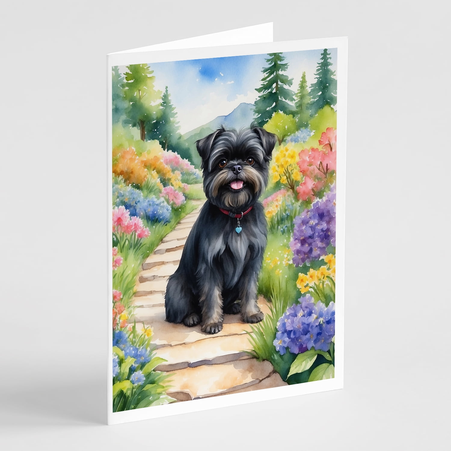 Brittany Spaniel Spring Path Greeting Cards Pack of 8 7 in x 5 in