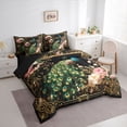 thumbnail image 3 of jejeloiu Wild Peacock 7-Piece Twin Bedding Sets,Zoo Animal Bedding Comforter Set,Gold Damask Flowers Sheet Sets For Men Women,Breathable Home Decor Reversible, 3 of 8
