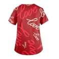 thumbnail image 5 of Dwralegc Printed Scrub Tops Women Short Sleeve T Shirts Heart Pattern V Neck Nurse Cute Tee Stretch Uniform Deep Red XL, 5 of 5