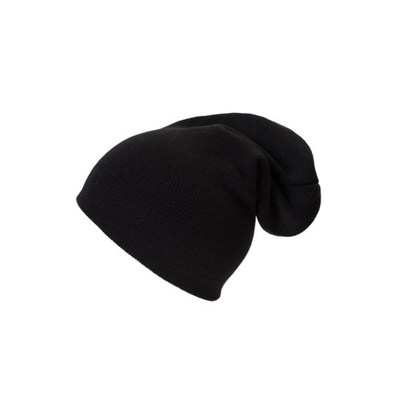 Slouchy Ribbed Design Beanie, Black