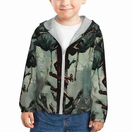 

Goofa Zombie Flower Apocalypse Printed Kids Zip-Up Hoodie Girls Boys UPF50+ Sun Protection Jacket Hooded Cooling Shirt-4 Years