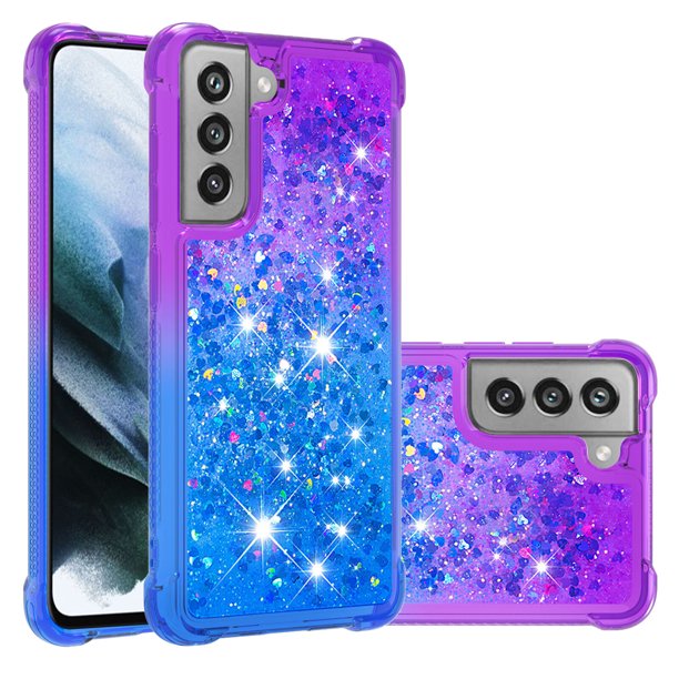 Funda para Samsung Galaxy S21 FE 5G Transparente con Brillos Carcasa Protectora Antigolpes con Glitter Brillante