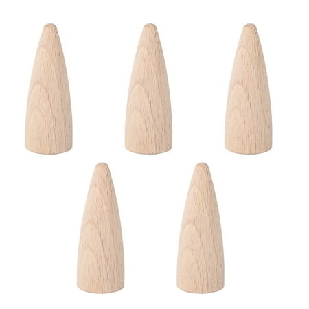

5pcs Solid Wood Toy Cone Building Block Toy Kids Hand-painted Toy Wooden DIY Toy