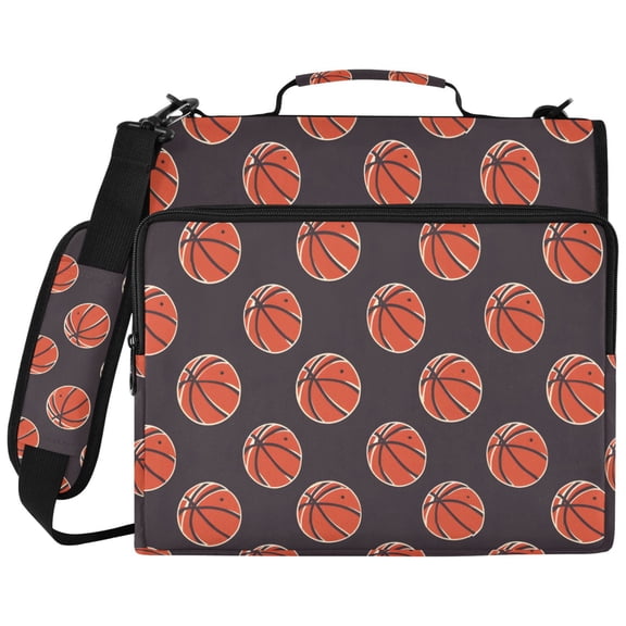 ALAZA Zipper Binder Basketball on Dark Background Pattern 2 inch 3 Ring 500 Sheet Capacity Trapper Keeper File Folder Organizer Bag